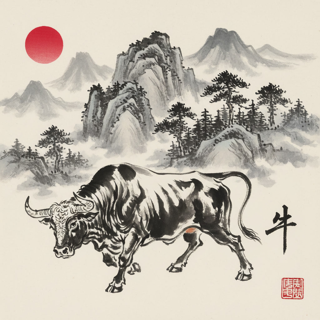 Bœuf 牛 sumi-e
