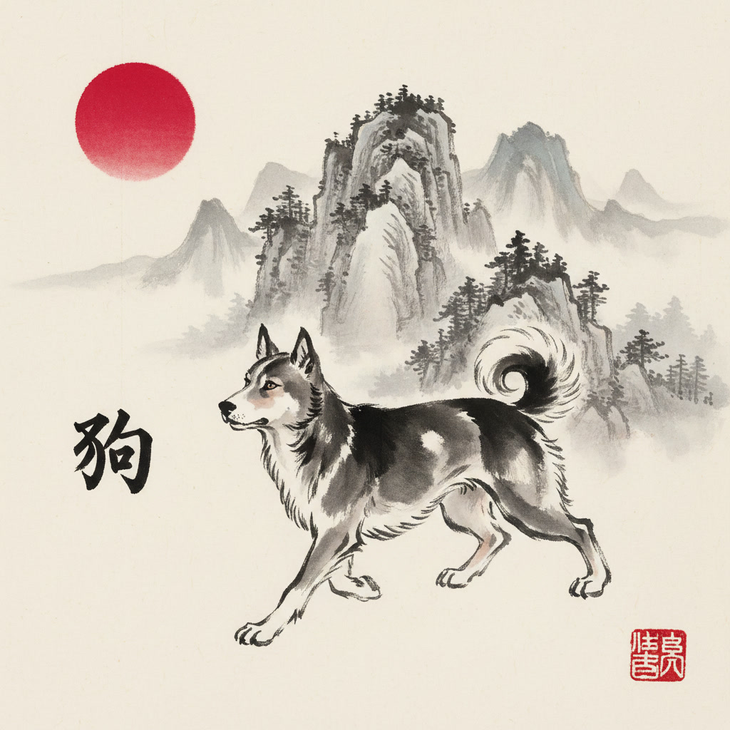 Chien 狗 sumi-e