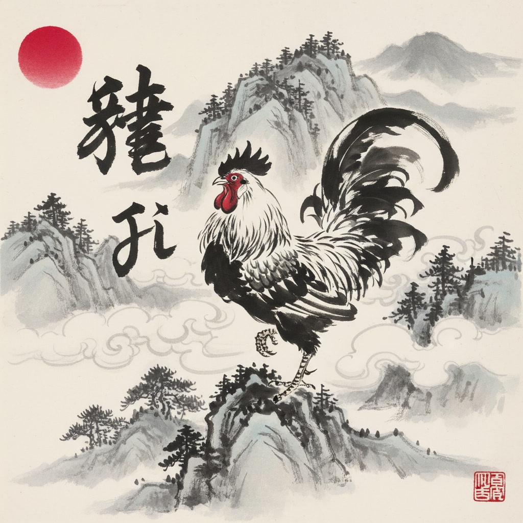 Coq 雞 sumi-e