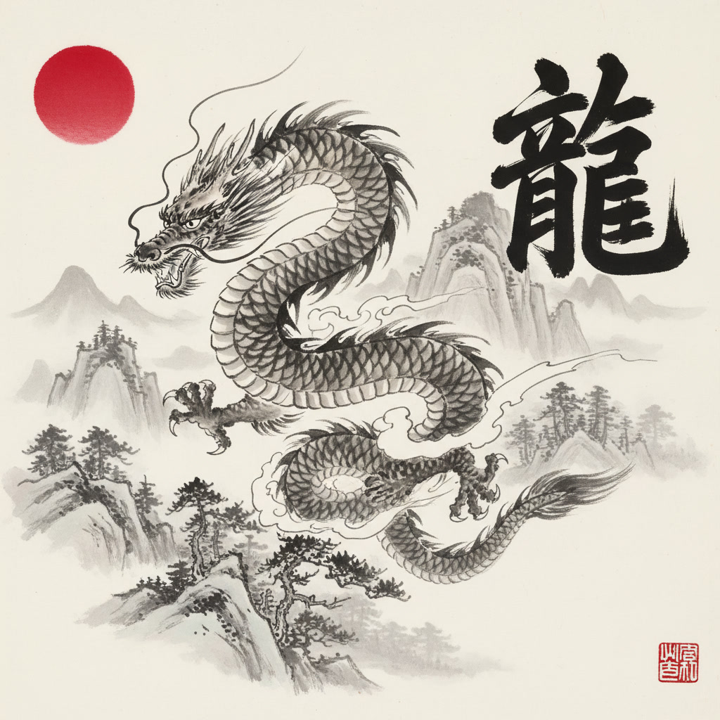Dragon 龍 sumi-e
