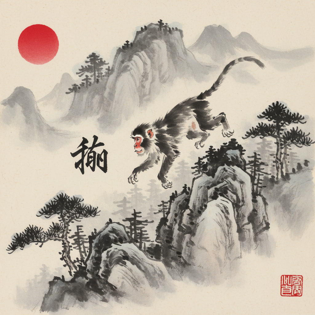 Singe 猴 sumi-e