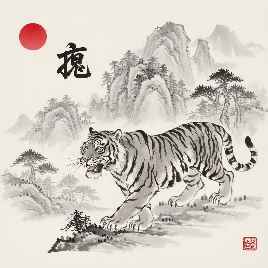 Tigre 虎 sumi-e